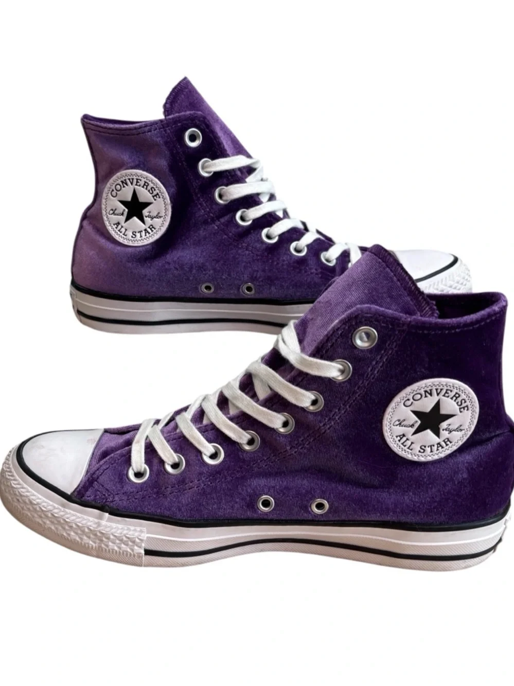 Converse Chuck Taylor All Star Purple Velvet High Top Sneakers Women’s 8.5 - Picture 3 of 8